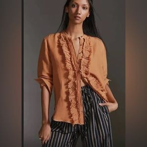 Pilcro cute ruffled button down blouse